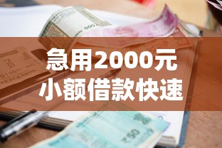 急用2000元小额借款快速到账攻略