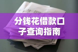 分钱花借款口子查询指南
