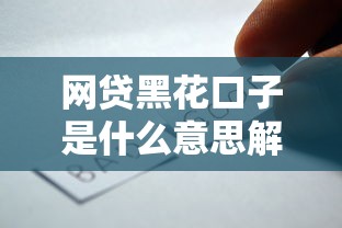 网贷黑花口子是什么意思解析