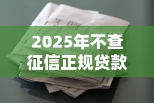 2025年不查征信正规贷款平台推荐 2025年不查征信正规贷款平台推荐