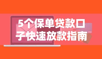 5个保单贷款口子快速放款指南