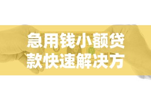 急用钱小额贷款快速解决方法