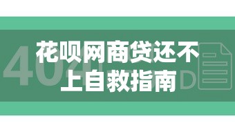 花呗网商贷还不上自救指南
