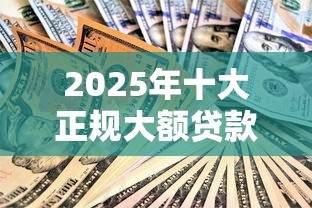 2025年十大正规大额贷款平台推荐