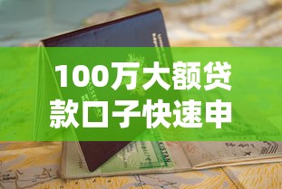 100万大额贷款口子快速申请指南