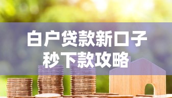 白户贷款新口子秒下款攻略