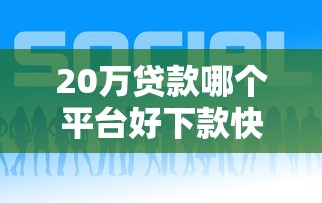 20万贷款哪个平台好下款快