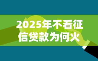 2025年不看征信贷款为何火爆