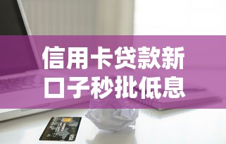 信用卡贷款新口子秒批低息攻略