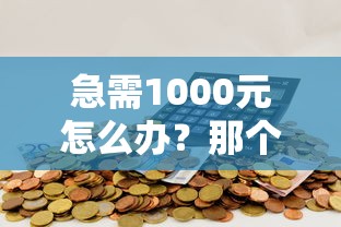 急需1000元怎么办？那个平台必下款试试这8个无门槛平台