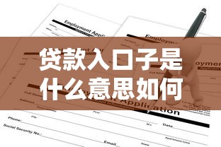 贷款入口子是什么意思如何申请