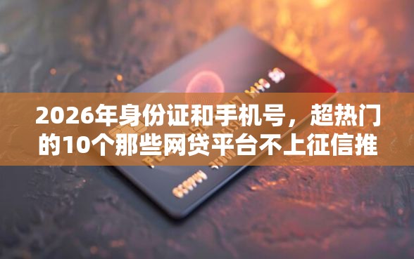2026年身份证和手机号，超热门的10个那些网贷平台不上征信推荐