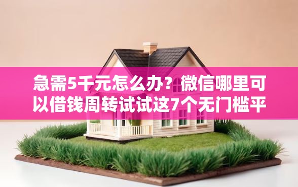 急需5千元怎么办？微信哪里可以借钱周转试试这7个无门槛平台