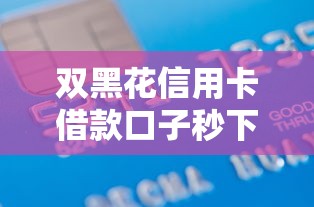 双黑花信用卡借款口子秒下款攻略