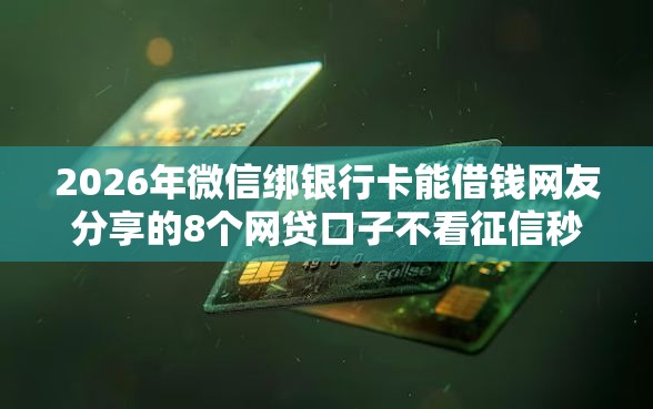 2026年微信绑银行卡能借钱网友分享的8个网贷口子不看征信秒下款的平台我觉得不错！