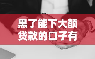 黑了能下大额贷款的口子有哪些