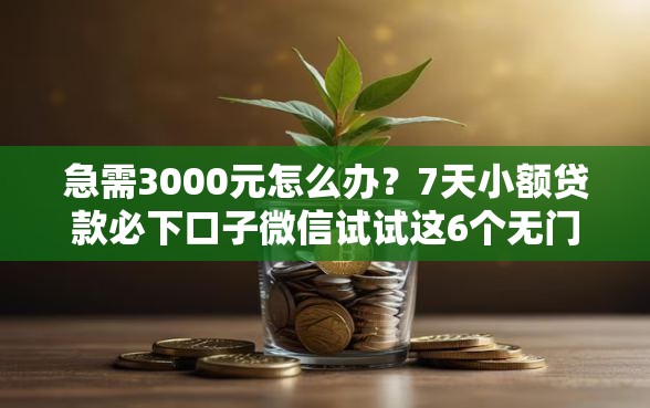 急需3000元怎么办？7天小额贷款必下口子微信试试这6个无门槛平台