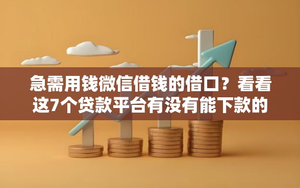 急需用钱微信借钱的借口？看看这7个贷款平台有没有能下款的