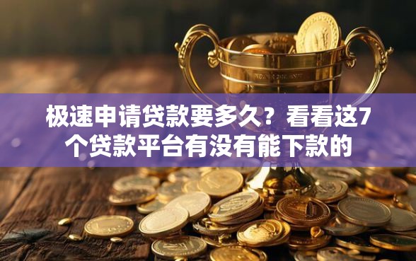 极速申请贷款要多久？看看这7个贷款平台有没有能下款的