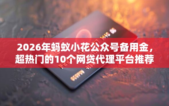 2026年蚂蚁小花公众号备用金，超热门的10个网贷代理平台推荐