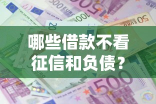 哪些借款不看征信和负债？十大好口子网推荐