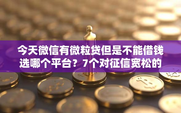 今天微信有微粒贷但是不能借钱选哪个平台？7个对征信宽松的网贷平台推荐