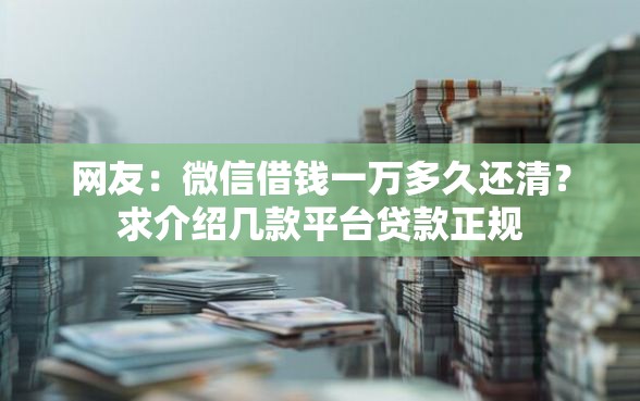 网友：微信借钱一万多久还清？求介绍几款平台贷款正规