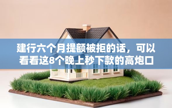 建行六个月提额被拒的话，可以看看这8个晚上秒下款的高炮口子