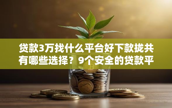贷款3万找什么平台好下款拢共有哪些选择？9个安全的贷款平台详解