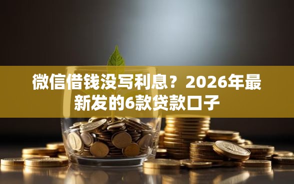 微信借钱没写利息？2026年最新发的6款贷款口子