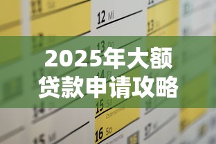 2025年大额贷款申请攻略