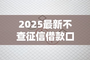 2025最新不查征信借款口子
