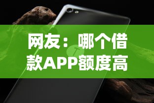 网友：哪个借款APP额度高？求介绍几款真正无视风控黑白的网贷app