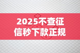 2025不查征信秒下款正规贷款平台