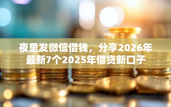 夜里发微信借钱，分享2026年最新7个2025年借贷新口子