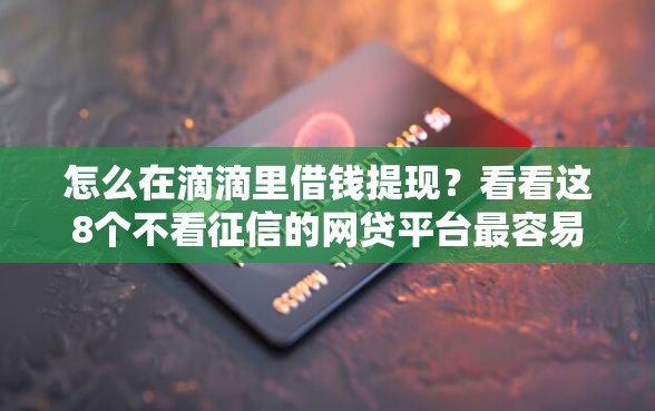 怎么在滴滴里借钱提现？看看这8个不看征信的网贷平台最容易通过的怎么样