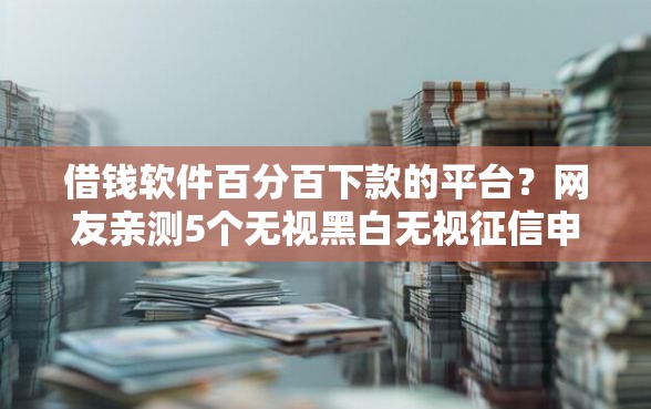 借钱软件百分百下款的平台？网友亲测5个无视黑白无视征信申请就下款的口子盘点
