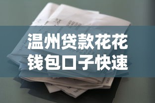 温州贷款花花钱包口子快速下款攻略