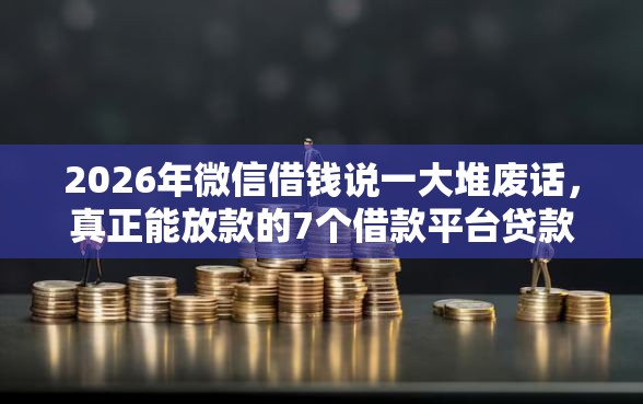 2026年微信借钱说一大堆废话，真正能放款的7个借款平台贷款额度高推荐