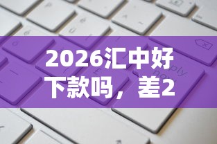 2026汇中好下款吗，差20000元就选这5个平台