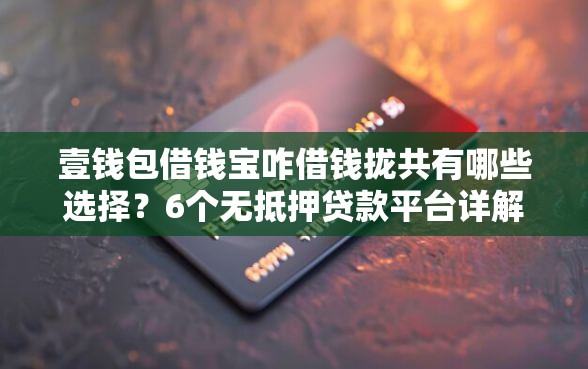 壹钱包借钱宝咋借钱拢共有哪些选择？6个无抵押贷款平台详解