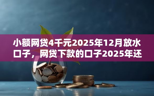 小额网贷4千元2025年12月放水口子，网贷下款的口子2025年还款的8个平台介绍