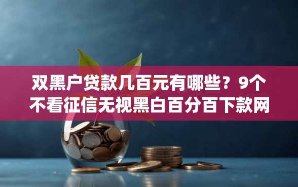 双黑户贷款几百元有哪些？9个不看征信无视黑白百分百下款网贷app推荐给你