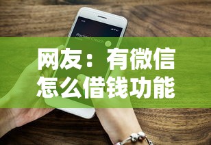 网友：有微信怎么借钱功能？求介绍几款网上借款平台借钱靠谱