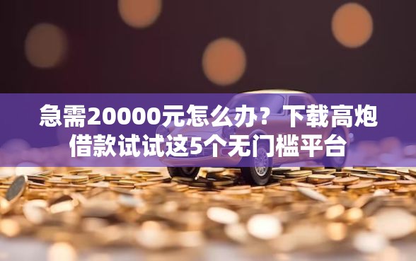 急需20000元怎么办？下载高炮借款试试这5个无门槛平台