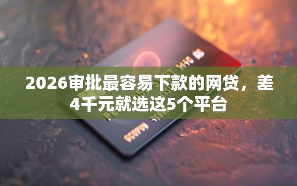 2026审批最容易下款的网贷，差4千元就选这5个平台