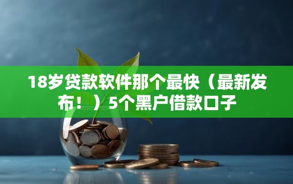 18岁贷款软件那个最快（最新发布！）5个黑户借款口子