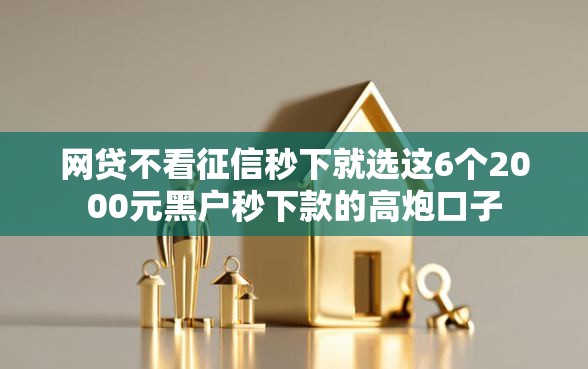 网贷不看征信秒下就选这6个2000元黑户秒下款的高炮口子