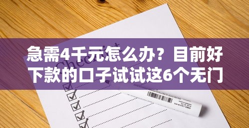 急需4千元怎么办？目前好下款的口子试试这6个无门槛平台