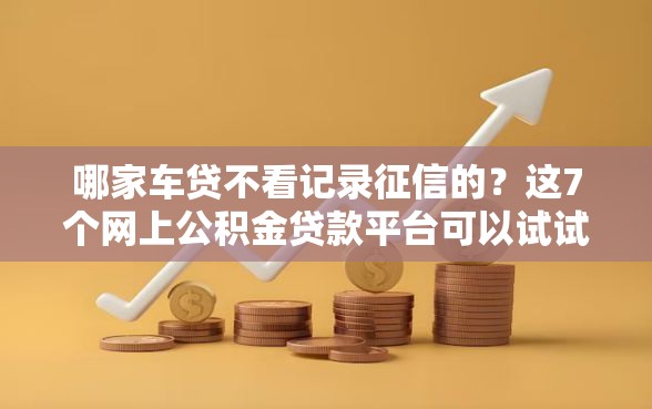 哪家车贷不看记录征信的？这7个网上公积金贷款平台可以试试